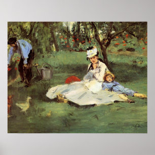 Manet Impressionist Frans Familie Tuin Schilderij Poster