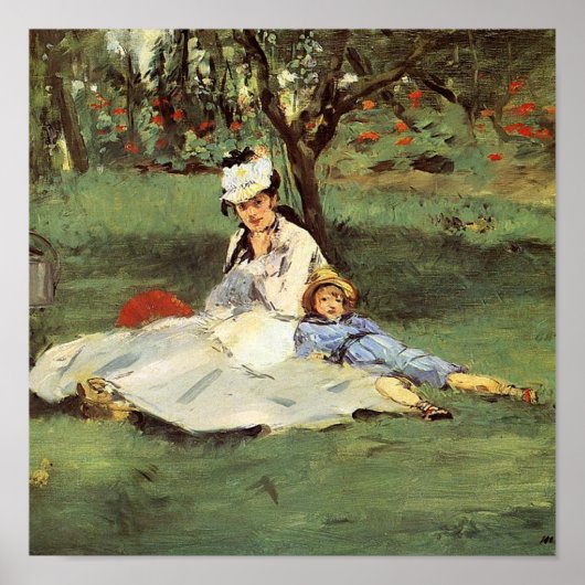 Manet Impressionist Frans Familie Tuin Schilderij Poster (Voorkant)