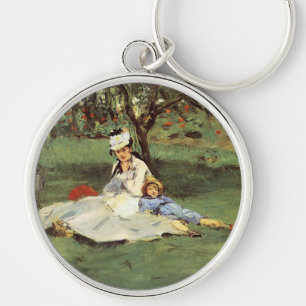 Manet Impressionist Frans Familie Tuin Schilderij Sleutelhanger
