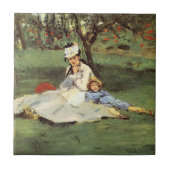 Manet Impressionist Frans Familie Tuin Schilderij Tegeltje (Voorkant)