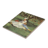 Manet Impressionist Frans Familie Tuin Schilderij Tegeltje (Zijkant)