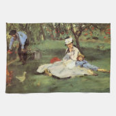 Manet Impressionist Frans Familie Tuin Schilderij Theedoek (Horizontaal)