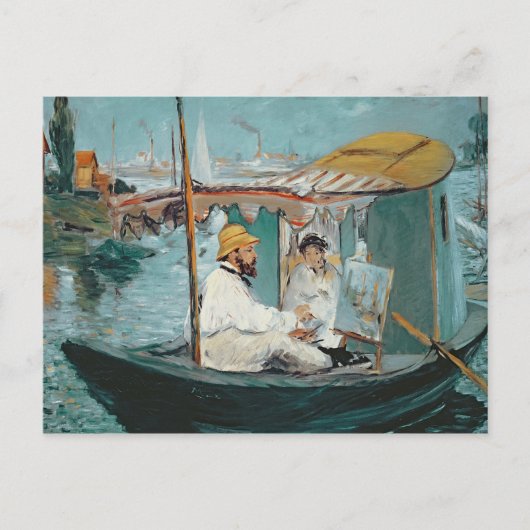 Manet | Monet in zijn Floating Studio, 1874 Briefkaart (Voorkant)