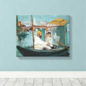 Manet | Monet in zijn Floating Studio, 1874 Canvas Afdruk (Insitu (Houten vloer))