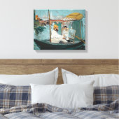 Manet | Monet in zijn Floating Studio, 1874 Canvas Afdruk (Insitu (Slaapkamer))