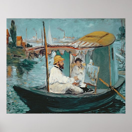 Manet | Monet in zijn Floating Studio, 1874 Poster (Voorkant)