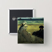 Manet | Op de strand, 1873 Vierkante Button 5,1 Cm (Voorkant /achterkant)
