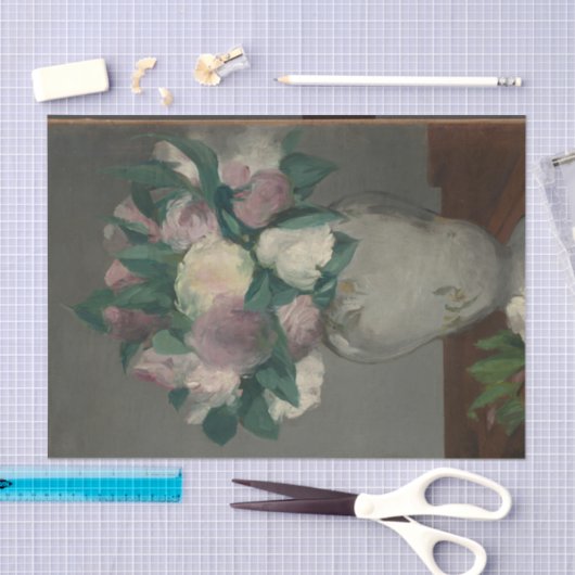 Manet Painting Peonies in Vase Tissuepapier (Craft)