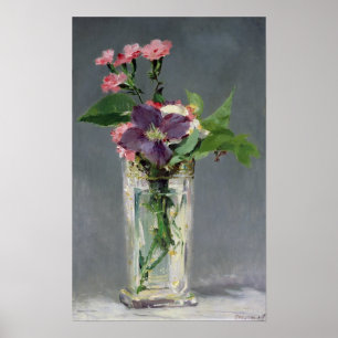 Manet Pinks and Clematis in a Crystal Vase, 1882 Poster