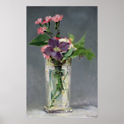 Manet | Pinks and Clematis in a Crystal Vase, 1882 Poster (Voorkant)