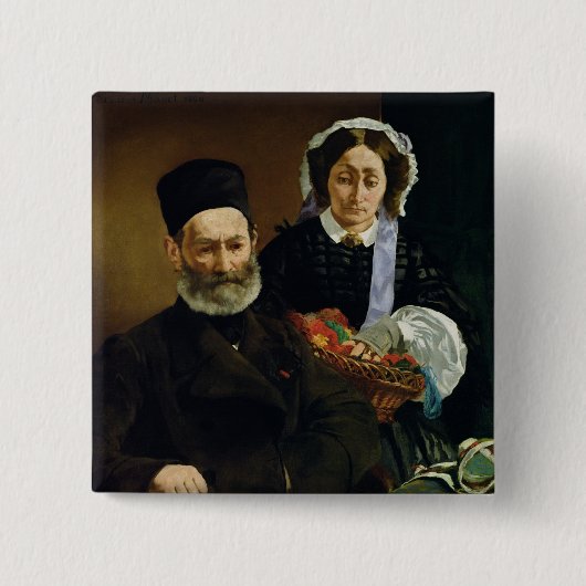 Manet | Portret van M en Mme Auguste Manet Vierkante Button 5,1 Cm (Voorkant)