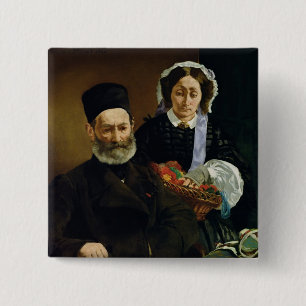 Manet Portret van M en Mme Auguste Manet Vierkante Button 5,1 Cm