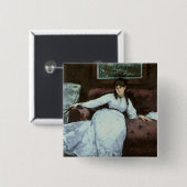 Manet | Rest, portret van Berthe Morisot Vierkante Button 5,1 Cm (Voorkant /achterkant)