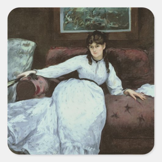 Manet | Rest, portret van Berthe Morisot Vierkante Sticker (Voorkant)