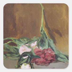 Manet Stem of Peonies and Secateurs, c.1864 Vierkante Sticker