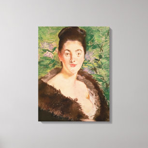 Manet   Vrouw in een bontjas Canvas Afdruk