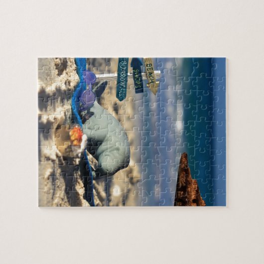 Manfred de Manatee bij het strand Legpuzzel (Horizontaal)