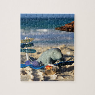 Manfred de Manatee bij het strand Legpuzzel