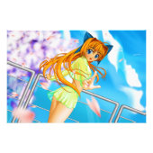 Manga Anime Cute Girl in See Through Green Skirt Foto Afdruk (Voorkant)