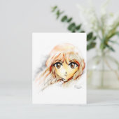 Manga Anime Girl schetst grote ogen kawaii schatti Briefkaart (Staand voorkant)