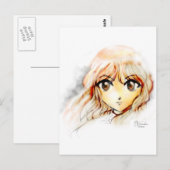Manga Anime Girl schetst grote ogen kawaii schatti Briefkaart (Voorkant / Achterkant)