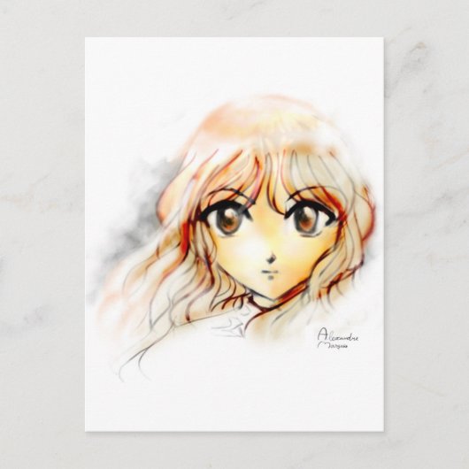 Manga Anime Girl schetst grote ogen kawaii schatti Briefkaart (Voorkant)