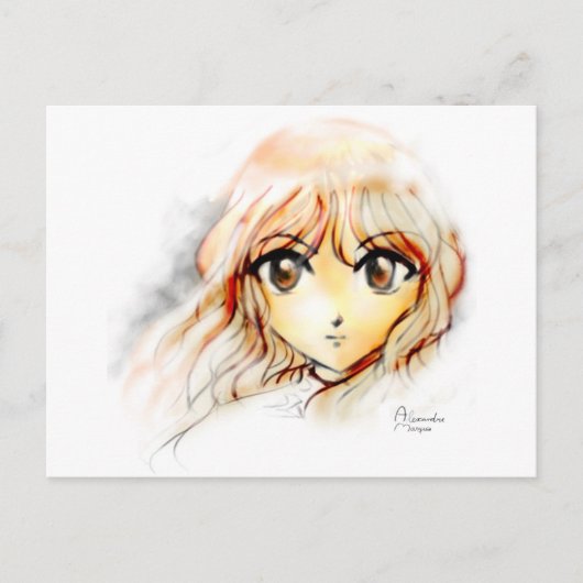 Manga Anime Girl schetst grote ogen kawaii schatti Briefkaart (Voorkant)