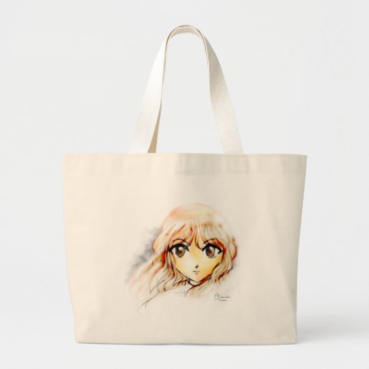 Manga Anime Girl schetst grote ogen kawaii schatti Grote Tote Bag (Voorkant)