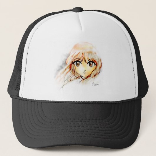 Manga Anime Girl schetst grote ogen kawaii schatti Trucker Pet (Voorkant)