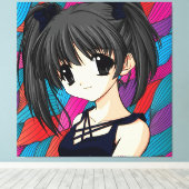 Manga Anime Girl Wrapped Canvas (Insitu (Houten vloer))