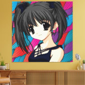 Manga Anime Girl Wrapped Canvas (Insitu (Woonkamer))