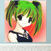 Manga Anime Girl Wrapped Canvas (Insitu (Houten vloer))