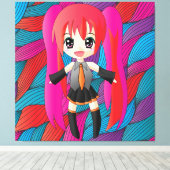 Manga Anime Girl Wrapped Canvas (Insitu (Houten vloer))