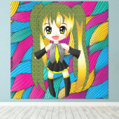 Manga Anime Girl Wrapped Canvas (Insitu (Houten vloer))
