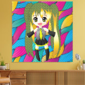Manga Anime Girl Wrapped Canvas (Insitu (Woonkamer))