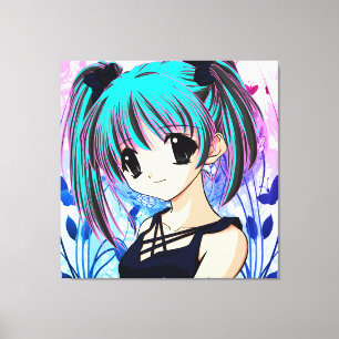 Manga Anime Girl Wrapped Canvas Afdruk