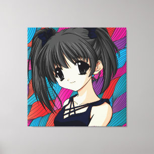 Manga Anime Girl Wrapped Canvas Afdruk