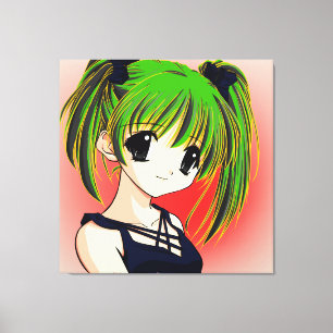Manga Anime Girl Wrapped Canvas Afdruk