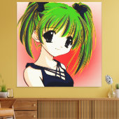 Manga Anime Girl Wrapped Canvas Afdruk (Insitu (Woonkamer))