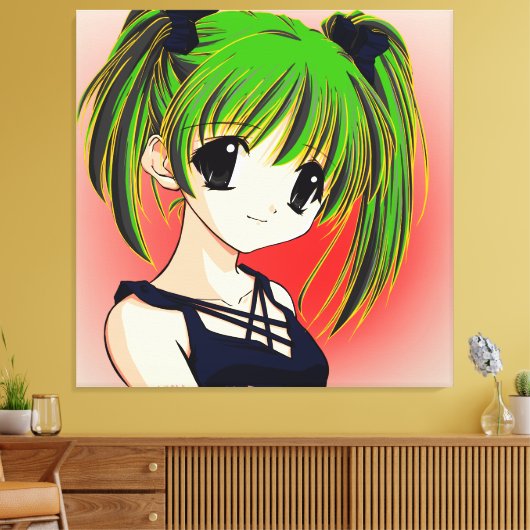 Manga Anime Girl Wrapped Canvas Afdruk (Insitu (Woonkamer))