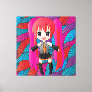 Manga Anime Girl Wrapped Canvas Afdruk