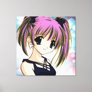 Manga Anime Girl Wrapped Canvas Afdruk