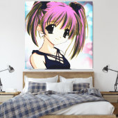Manga Anime Girl Wrapped Canvas Afdruk (Insitu (Slaapkamer))