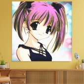 Manga Anime Girl Wrapped Canvas Afdruk (Insitu (Woonkamer))