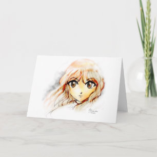 Manga Anime Meisje sketch grote ogen kawaii schatt Kaart
