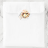 Manga Anime Meisje sketch grote ogen kawaii schatt Ronde Sticker (Tas)