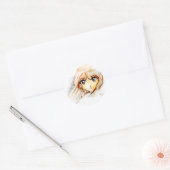 Manga Anime Meisje sketch grote ogen kawaii schatt Ronde Sticker (Envelop)