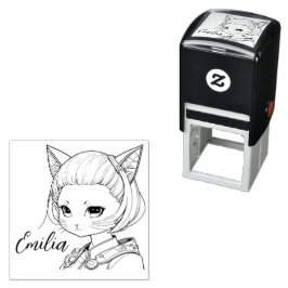 Manga Catgirl Zelfinktende Stempel