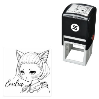 Manga Catgirl Zelfinktende Stempel