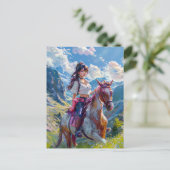 Manga Cowgirl in het Alpenparadijs Briefkaart (Staand voorkant)